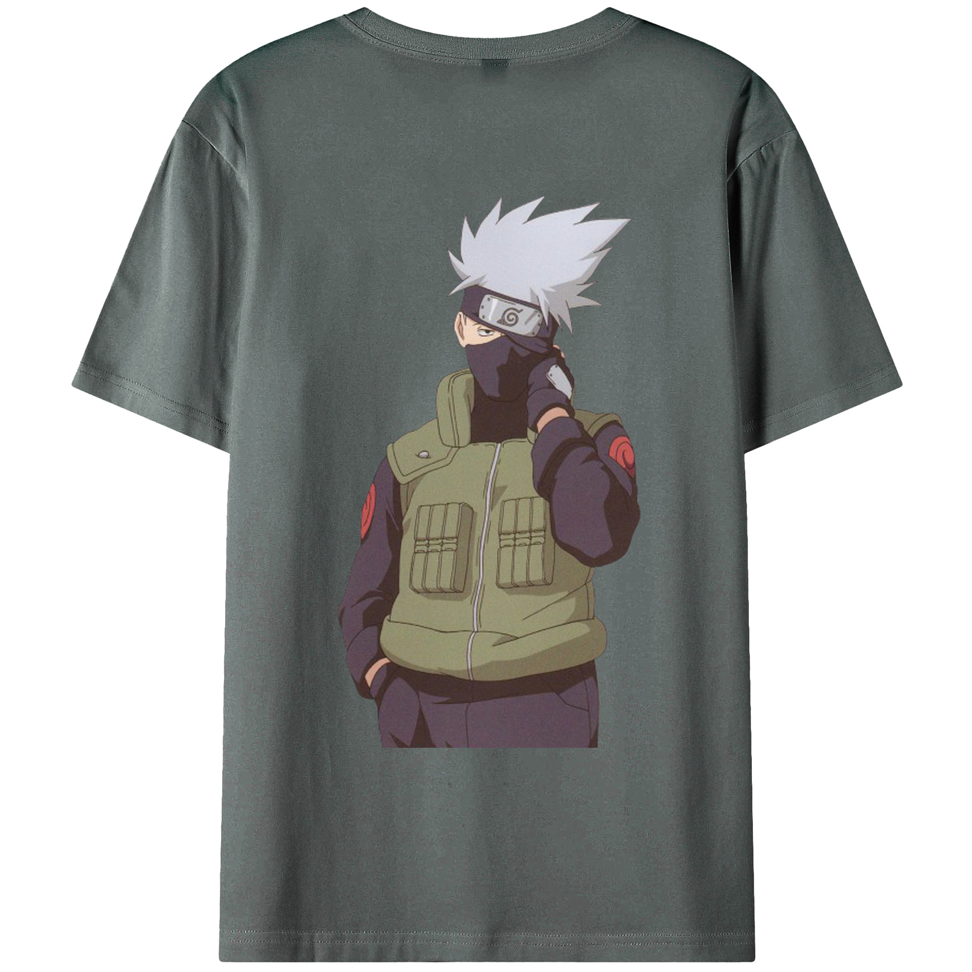 （画像用） NARUTO -ナルト- はたけ カカシ Hatake Kakashi 綿100％ メンズ半袖Tシャツ（バックプリント） 通気性